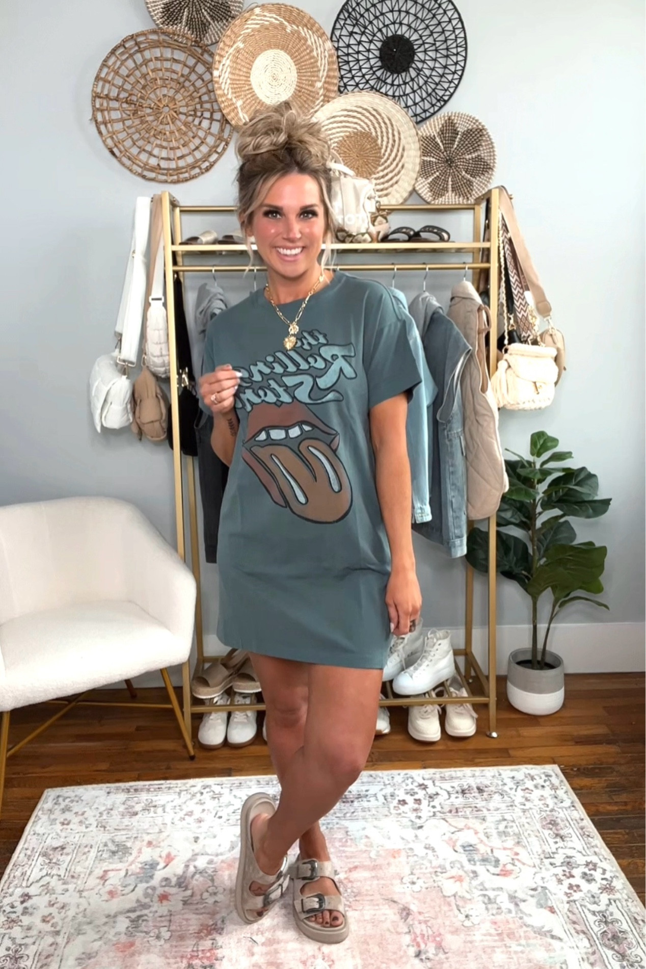 An oversized graphic tee but make it a dress😍 This Rolling Stones graphic tee dress is so comfy and makes an amazing casual outfit for errands running. Pair it with casual sandals or white sneakers and a jean jacket! Spring dress, grunge outfit, summer dress, casual outfit inspo

#LTKSeasonal #LTKstyletip #LTKsalealert