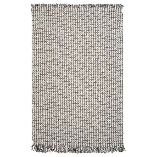 Domani Oahu Casual Houndstooth Handwoven Wool Area Rug with Fringe - 5' x 8' - Light Grey | Bed Bath & Beyond