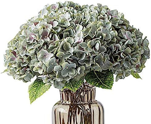 Fake Flowers Vintage Artificial Silk Hydrangea Flowers Bouquets 5 Heads for Home Wedding Party De... | Amazon (US)