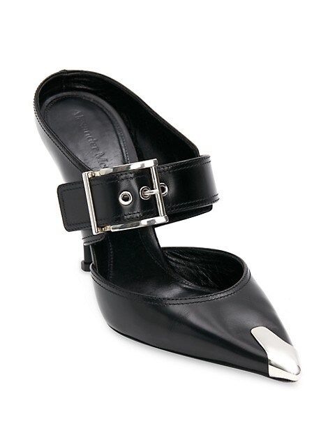 Leather Buckle Point-Toe Mules | Saks Fifth Avenue