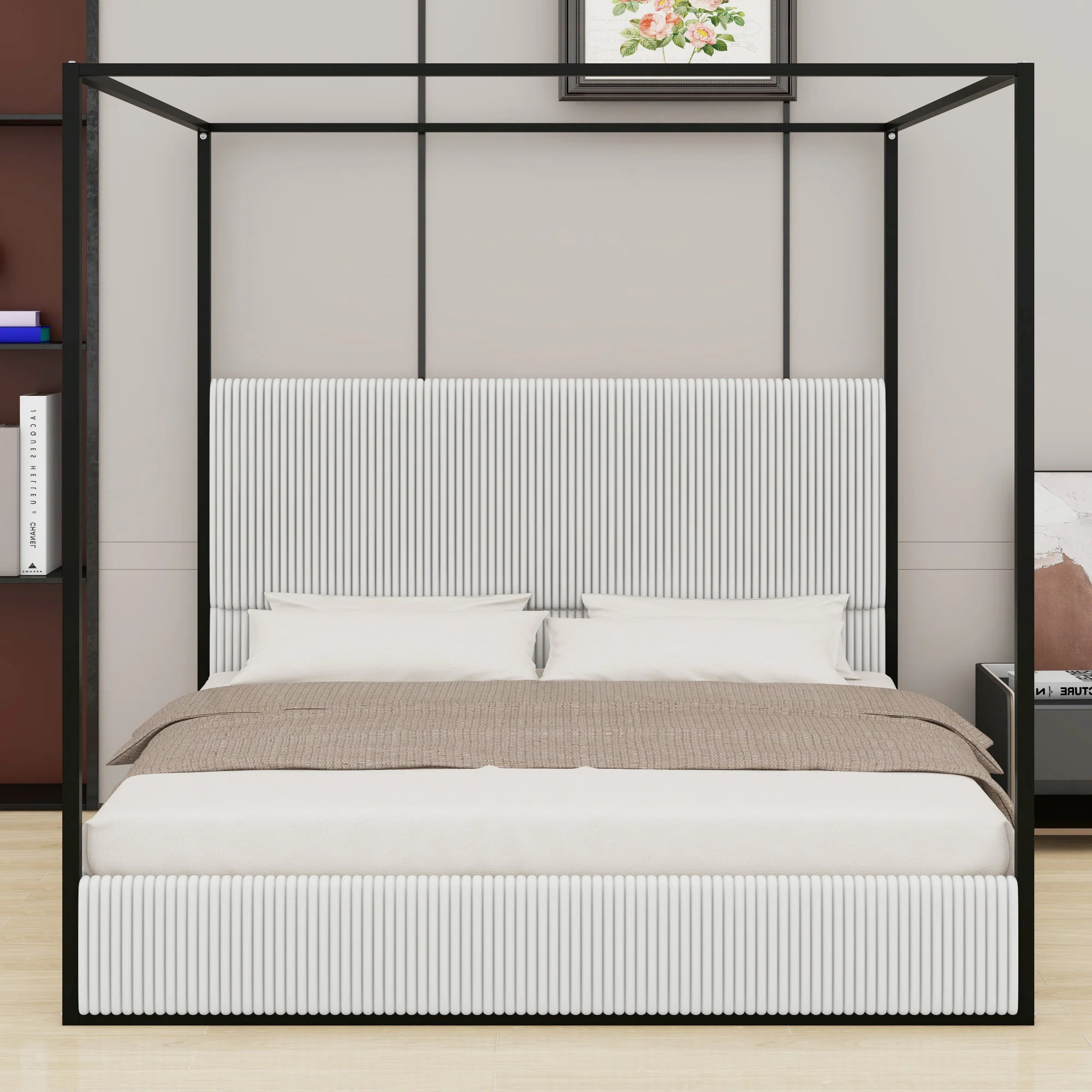 Latitude Run\u00ae Modern Metal Canopy Bed With Upholstered Headboard - Wayfair Canada | Wayfair North America