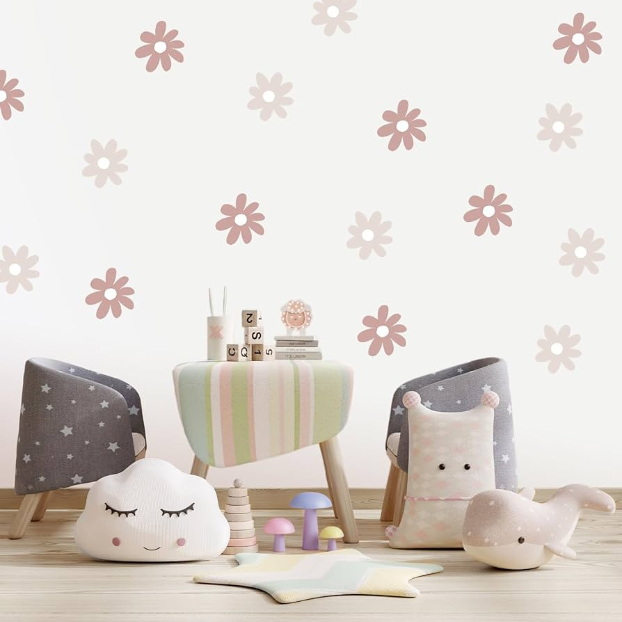 BBTO Daisy Wall Decal Flower Vinyl Wall Decals Daisy Decals Floral Decals Peel and Stick Daisy St... | Amazon (US)