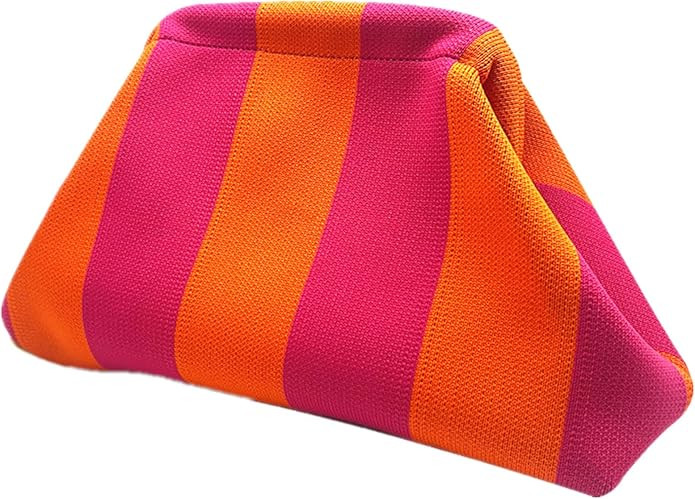 DIHKLCIO Clutch Purses for Women 2026 Summer Beach Woven Crochet Bag Dumpling Striped Ruched Clou... | Amazon (US)