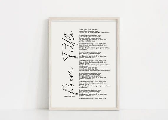 Custom Printable Poem Black and White Motivational Art | Etsy | Etsy (US)