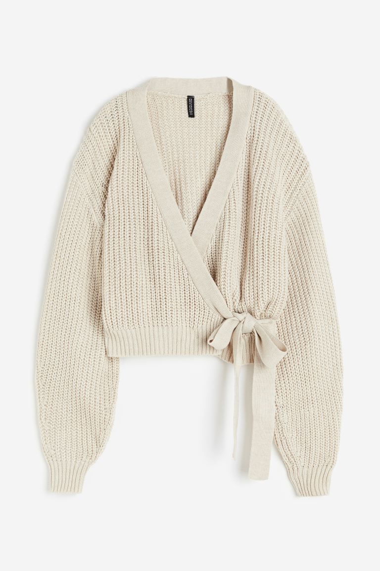 Rib-knit Wrap Cardigan - Light beige - Ladies | H&M US | H&M (US + CA)
