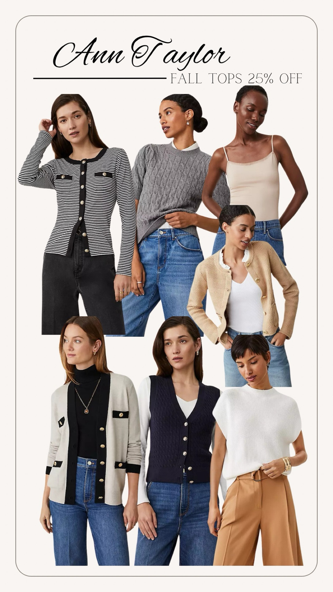 Sweaters and tops from Ann Taylor for fall. 

Fall outfit. Outfits for fall. Fall outfits. Fall sweater. Cardigan. Sweater vest. 

#LTKSaleAlert