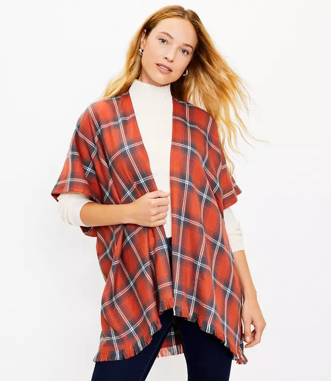 Modern Plaid Wrap | LOFT