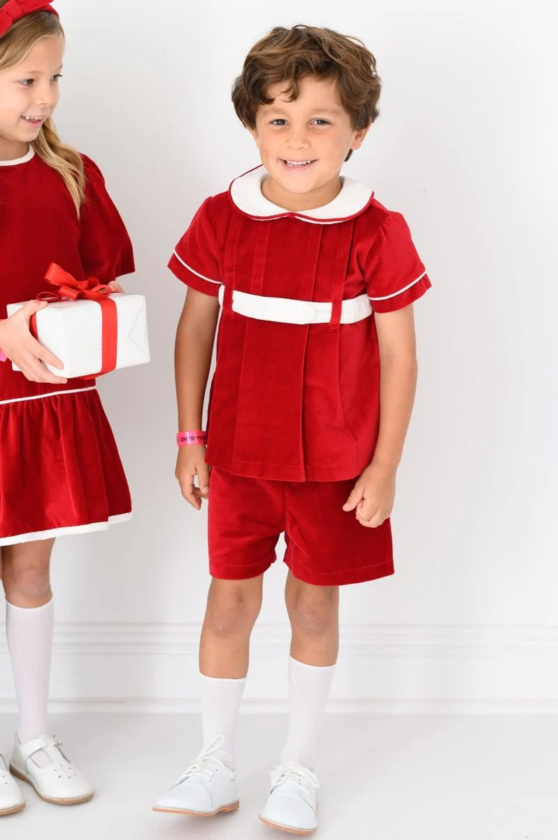 Benton Short Set - Ruby Red Velvet | Lullaby Set