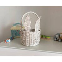 Wicker Bunny Basket Easter Egg Hunt Basket, Home Decor | Etsy (US)