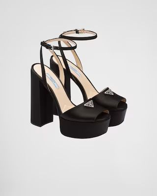 High-heeled satin sandals | Prada US