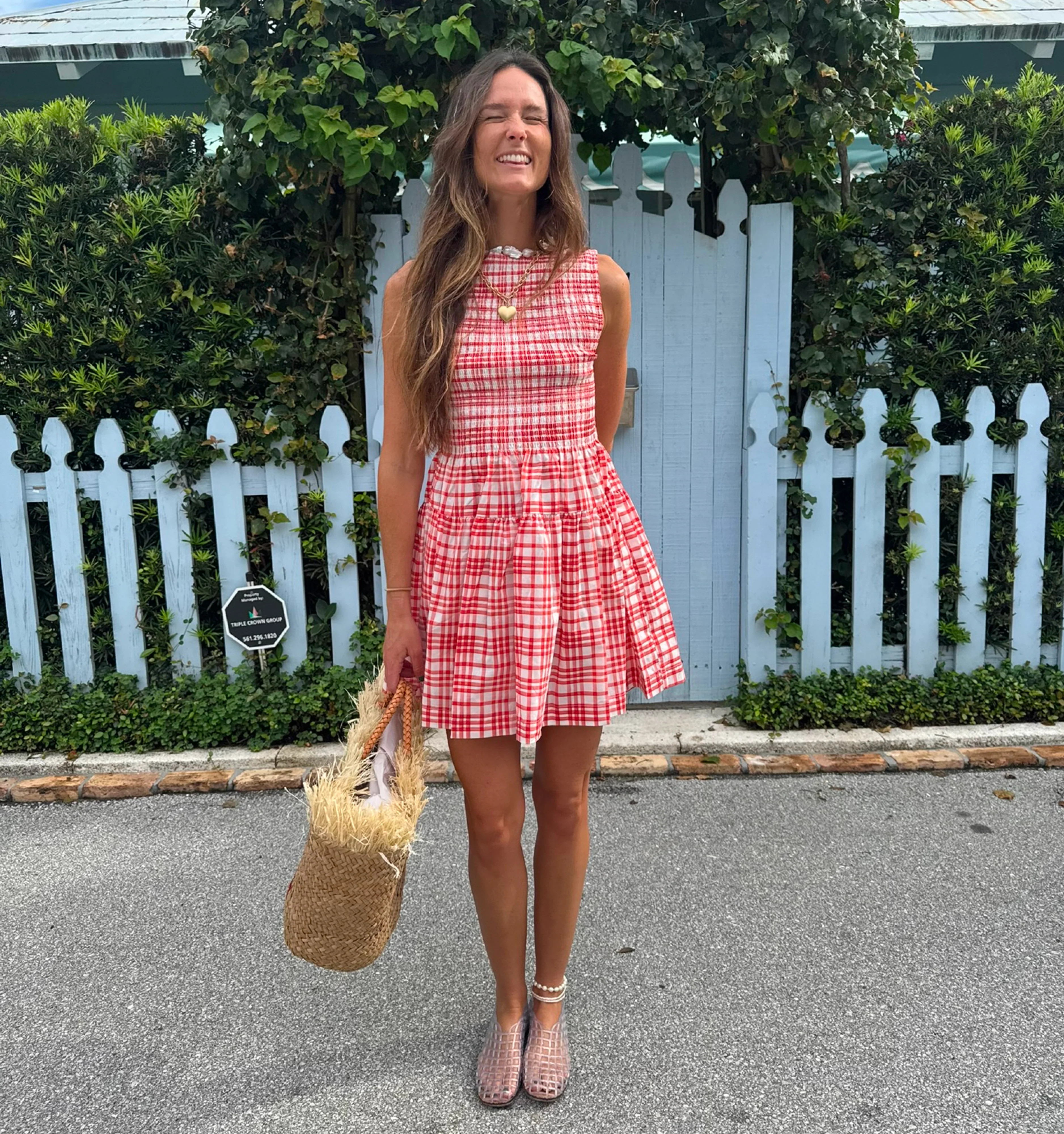 The Cosima Mini Nap Dress - Cherry Watercolor Gingham | Hill House Home US