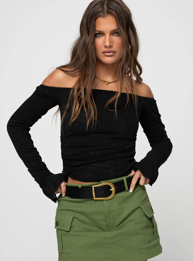 Taroona Off The Shoulder Top Black | Princess Polly US
