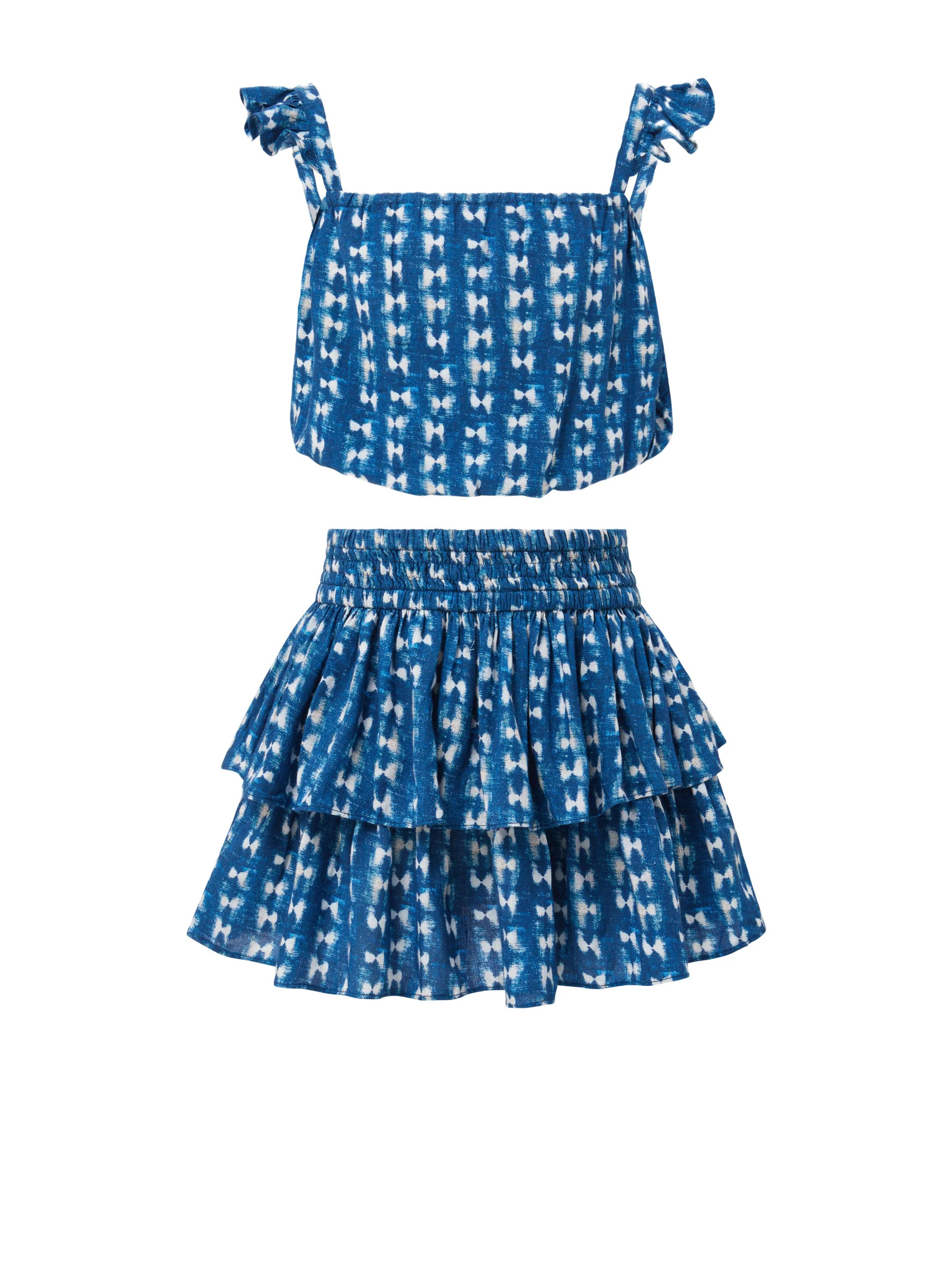 Girls Bryn Top & Skirt Set In Denim Tides | Change of Scenery