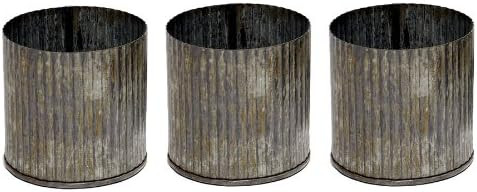 3" Corrugated Zinc Metal Cylinder Pots/Vases - Set of 3 | Amazon (US)