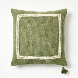 Embroidered Frame Square Throw Pillow Sage/Cream - Threshold™ designed with Studio McGee: Cotto... | Target