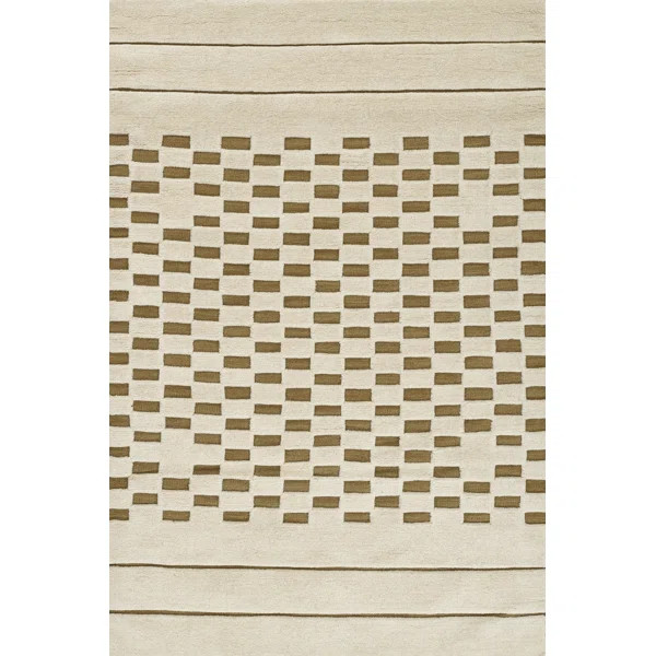 Aelin Geometric Hand Tufted Wool Green Area Rug | Wayfair North America