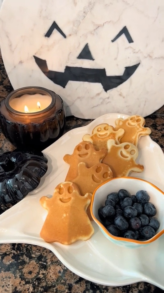 Halloween ghost waffle maker! 
Ghost platter
Pumpkin candle 

#LTKSeasonal #LTKVideo #LTKFindsUnder100