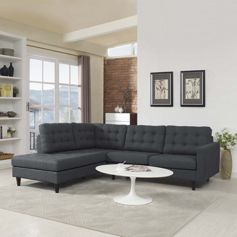 Modway Empress 2 Piece Upholstered Fabric Left Facing Bumper Sectional in Gray | Walmart (US)