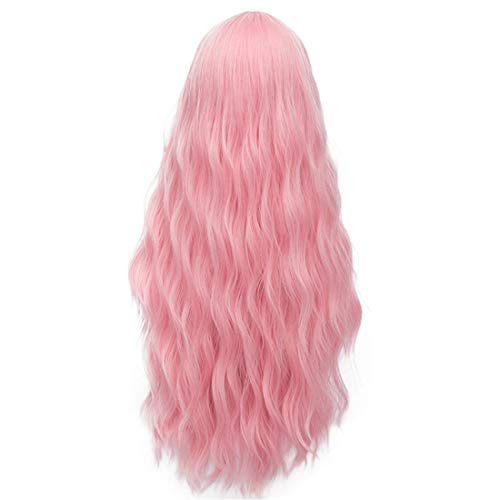 Probeauty Long Pink Wig Light Pink Wigs for Women Synthetic Heat Resistant Curly Wave Cosplay Wig for Halloween Costume | Amazon (US)