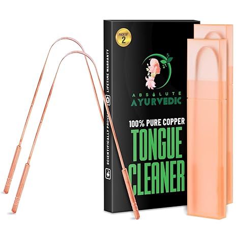 Absolute Ayurvedic Pack of 2 Copper Metal Tongue Scraper Cleaner | Dentist Recommended For Dental... | Amazon (US)