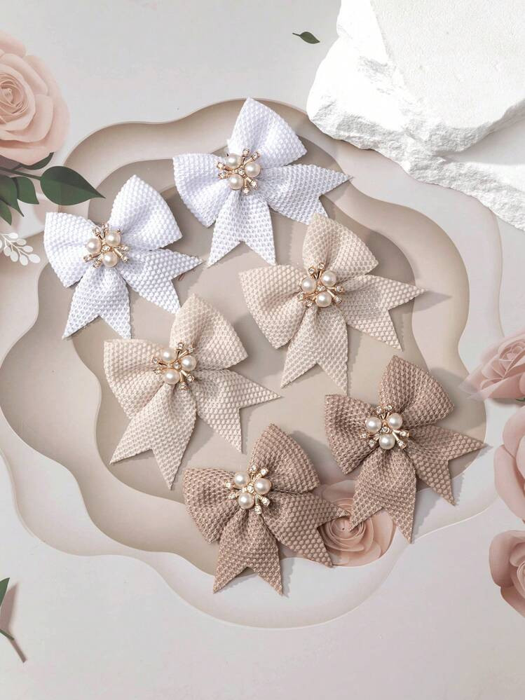 6pcs Assorted Simple Elegant Bow Hair Clips For Kids | SHEIN