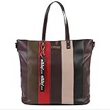 Nikky Women's Color-blocked Brown Stripe Tote Bag, Adjustable/detachable Shoulder Strap, One Size | Amazon (US)