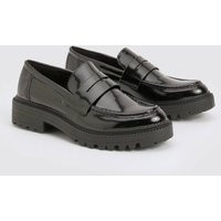Womens Patent Chunky Loafer - Black - 5 | boohoo (US & Canada)