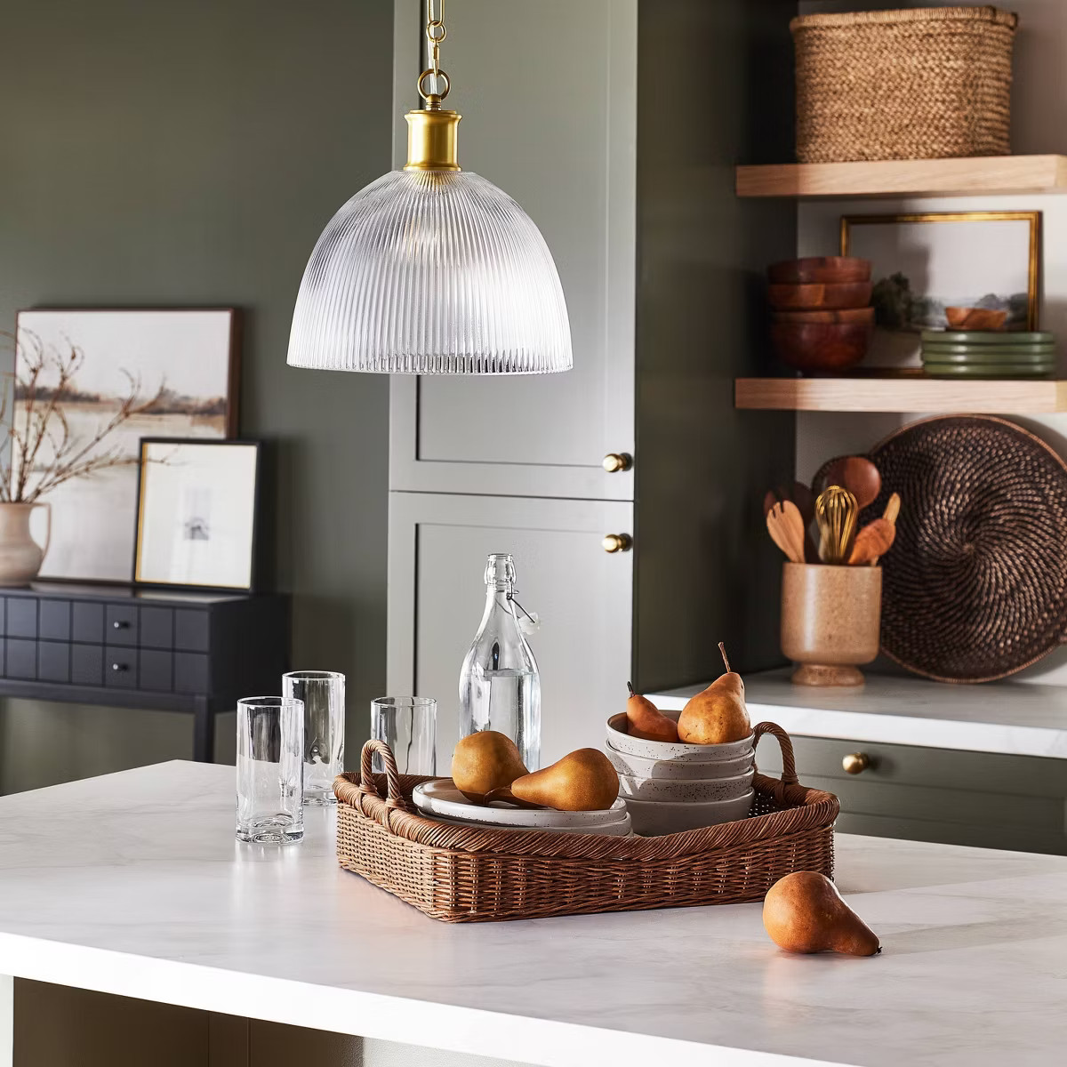 Reeded Glass Pendant Brass - Threshold™ designed with Studio McGee | Target