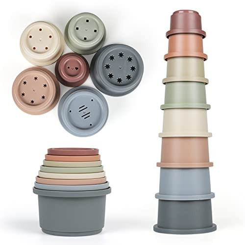 Flypear Stacking Cups Toy for Baby 6-12 Months, 8PCS Nesting Set for Toddler 1-3, Kids Bathing and Counting Stackable Game for Early Educational Learning, Birthday Gifts for Boys and Girls | Amazon (US)