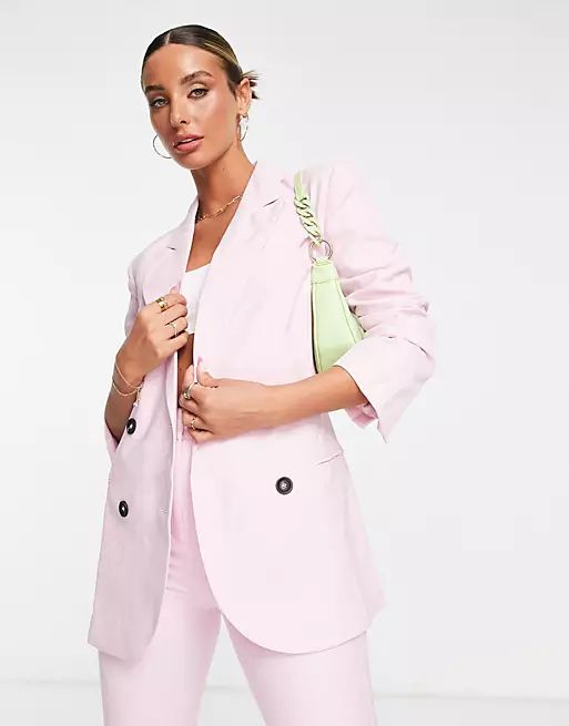 ASOS DESIGN suit blazer with nipped waist in pink | ASOS | ASOS (Global)