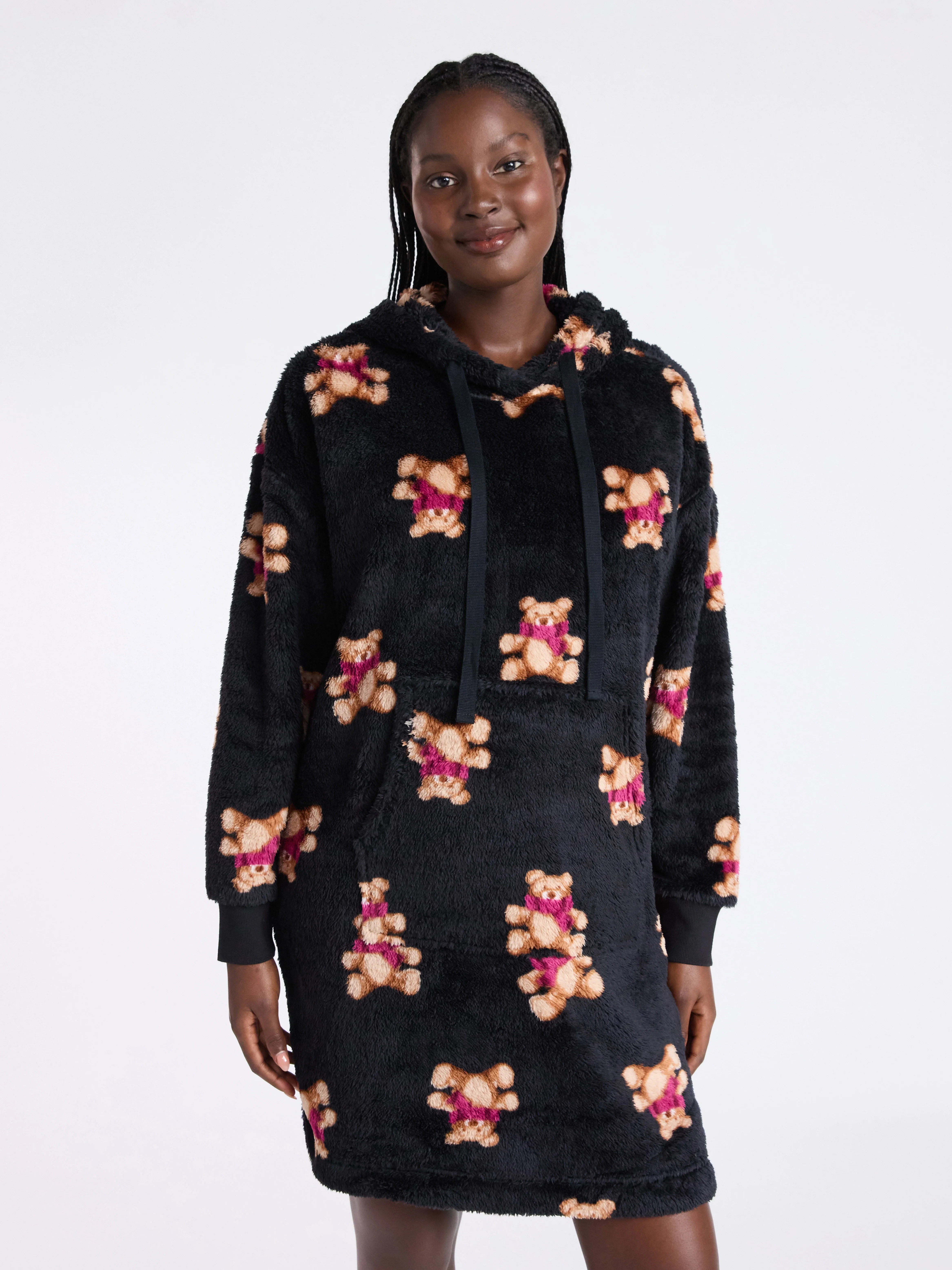 Joyspun Women's Oversized Hooded Plush Lounger, Size XS-3X | Walmart (US)