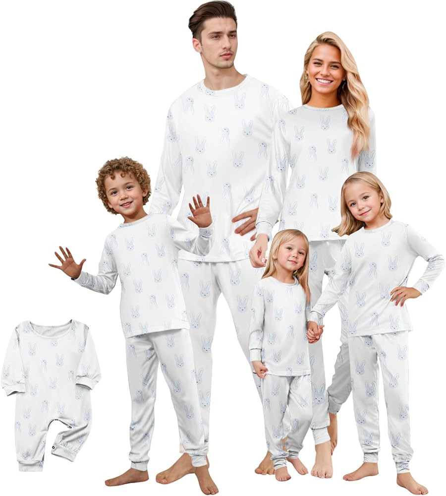 ADHOWBEW Matching Family Easter Outfits Holiday Cute Bunny Graphic Funny 2 Piece Long Sleeve Top ... | Amazon (US)