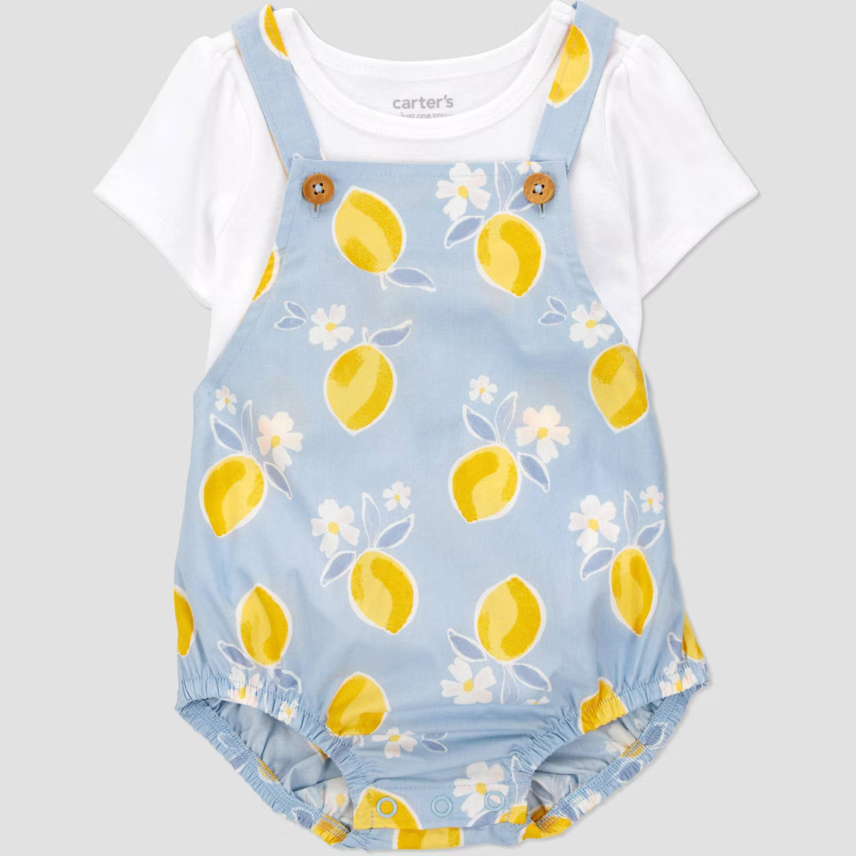 Carter's Just One You® Baby Girls' Lemon Bubble Overalls Set - Blue/Yellow | Target