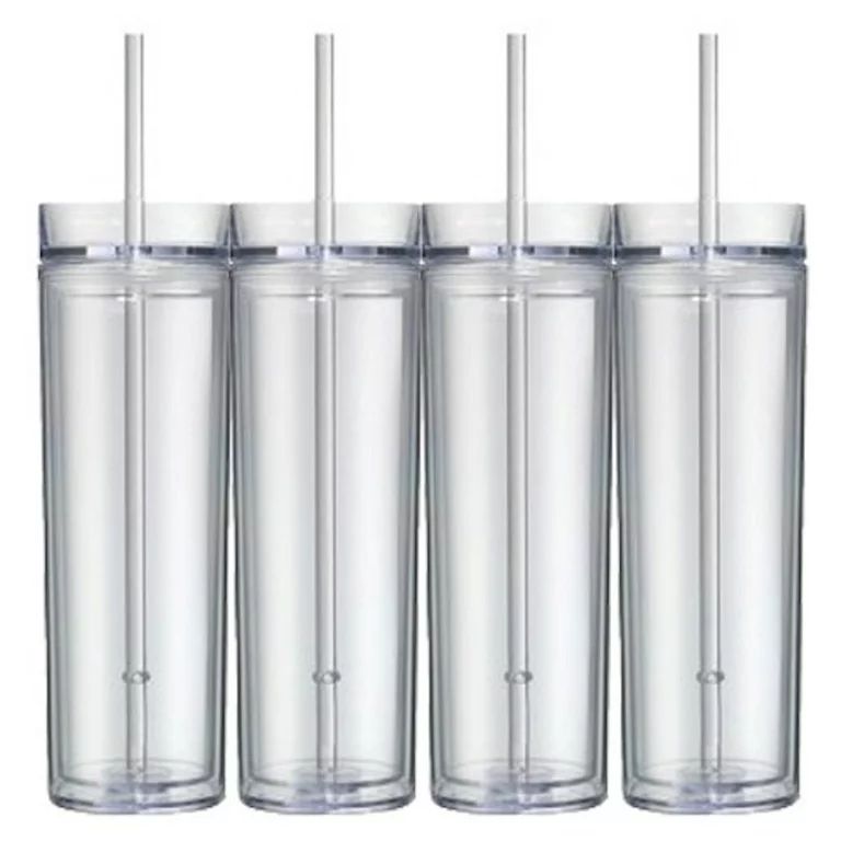 16 Oz  Clear Skinny Acrylic Tumbler Double Wall 4 pack | Walmart (US)