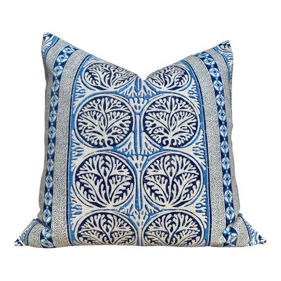 Thibaut Fair Isle Pillow in Blue and White. Decorative Lumbar | Etsy | Etsy (US)