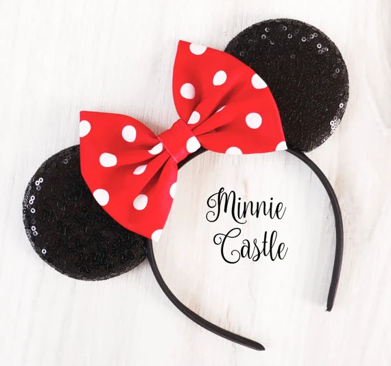 Minnie mouse ears, polka dot Minnie ears, Polka dot Minnie mouse Disney ears, Mickey mouse ears h... | Etsy (US)