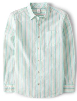 Mens Dad And Me Striped Poplin Button Up Shirt - Signs of Spring - sugar cookie | The Children's Place
