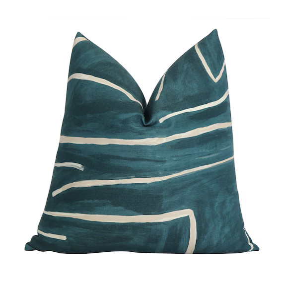 Kelly Wearstler Graffito Pillow Cover Teal Pearl Modern Home - Etsy | Etsy (US)