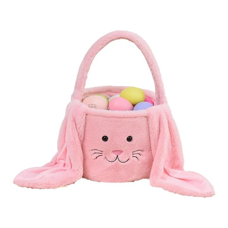 Wovilon Home Decor Happy Easter Plush Bunny Long Ears Bags Easter Basket Rabbit Buckets Easter To... | Walmart (US)