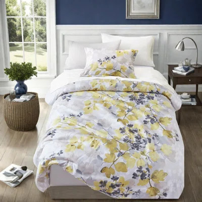 Modern Yellow Floral Bedding Sets, Ultra-soft Polyester With Storage Pockets For Bedroom Comfort | Wayfair North America