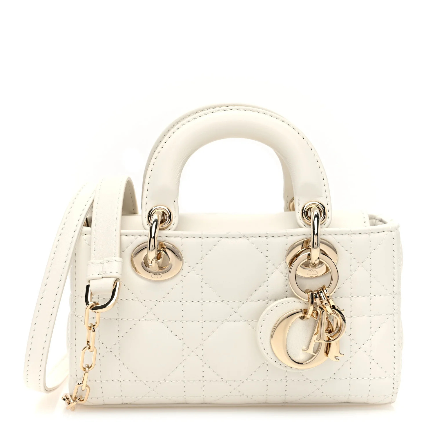 Lambskin Cannage Micro Lady D-Joy Latte | FASHIONPHILE (US)