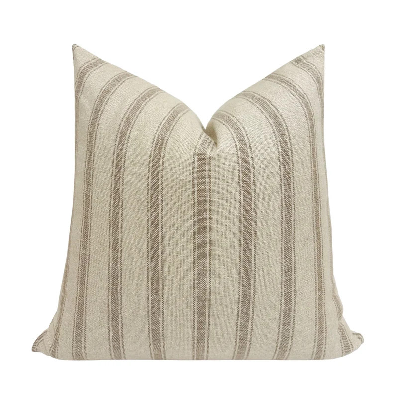 MIA || Designer Creamy Ivory Pillow Cover, Brown Striped Pillow, Boho Pillow, Farmhouse Pillow - ... | Etsy (US)