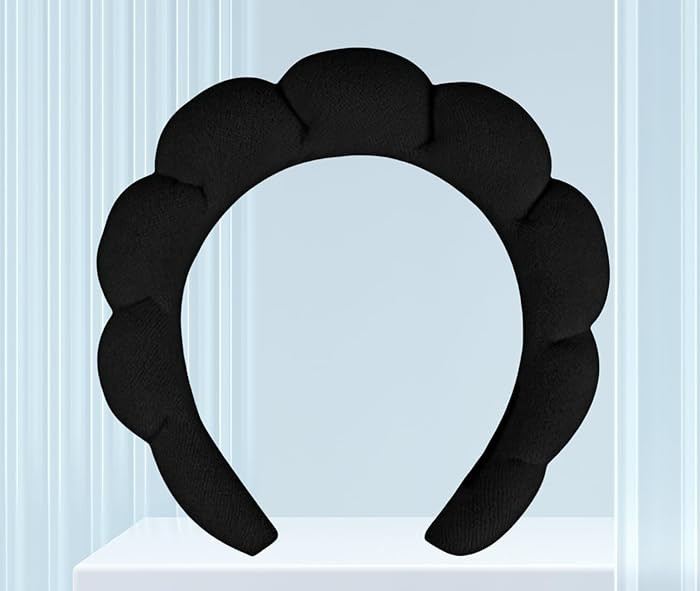 Spa Headbands Terry Cloth Headband Puffy Makeup Headbands Skin Head Band, Black, Combo Pack 10 | Amazon (US)