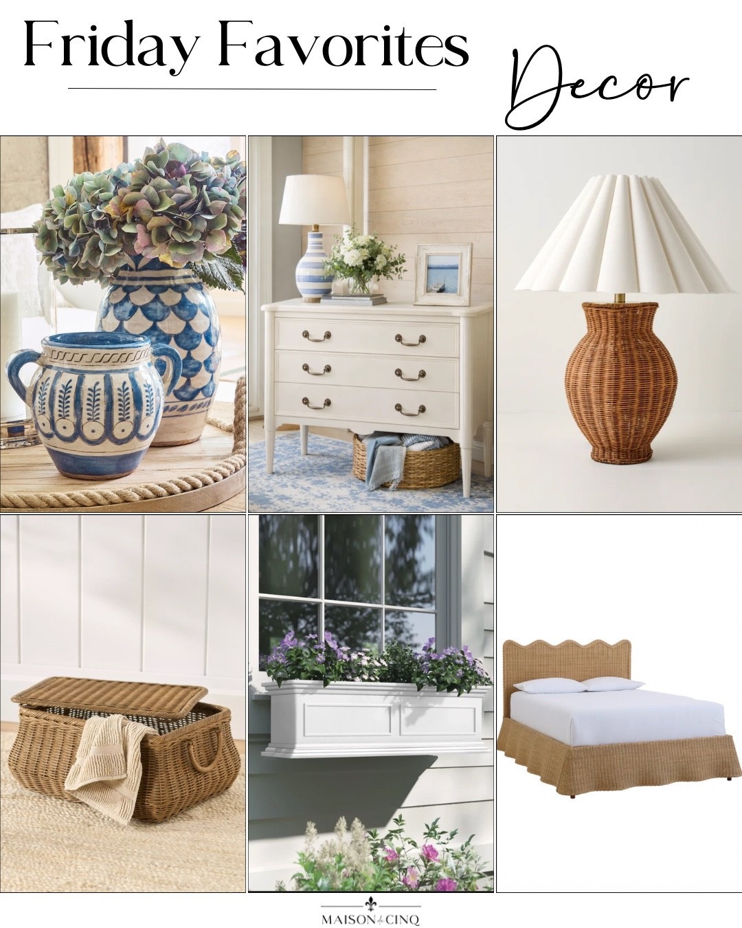 Lots of great finds on Friday Favorites this week like chests for a steal, the cutest rattan lap, self watering window boxes and more!

Home decor, bed, bedroom furniture, table lamp, vase, basket

#LTKHome