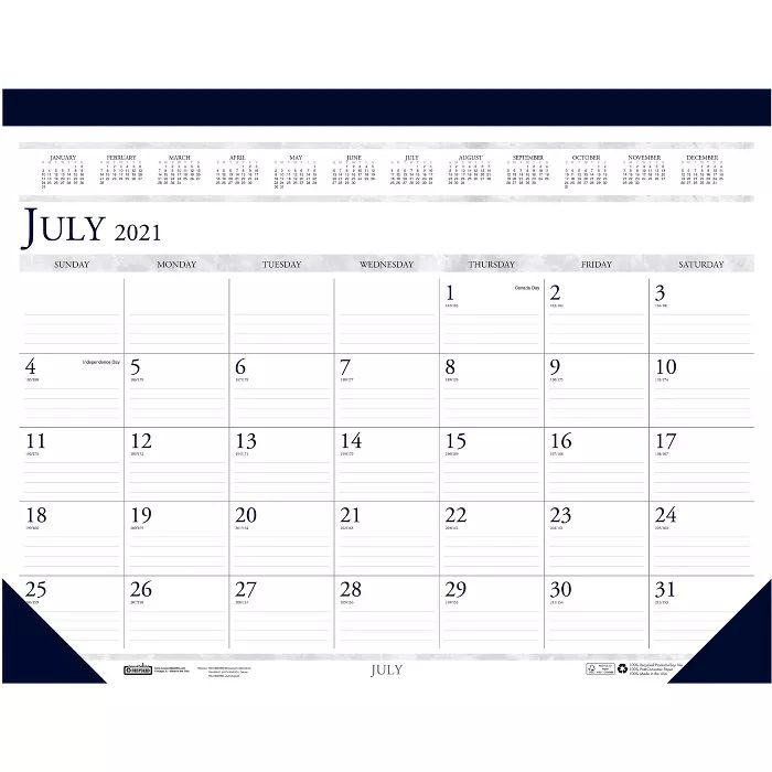 House of Doolittle 2021-2022 17" x 22" Academic Desk Pad Calendar Classic White/Blue 155-22 | Target