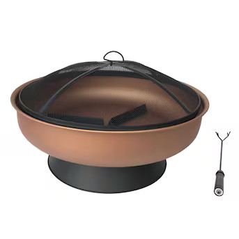 Origin 21 29.53-in W Copper and Black Steel Wood-Burning Fire Pit | Lowe's