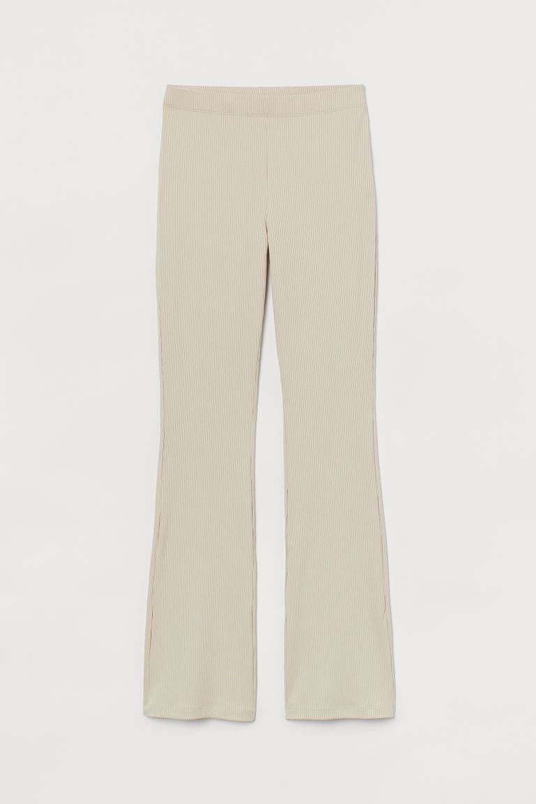 Flared leggings in thick, ribbed jersey. High waist with covered, elasticized waistband. | H&M (US + CA)