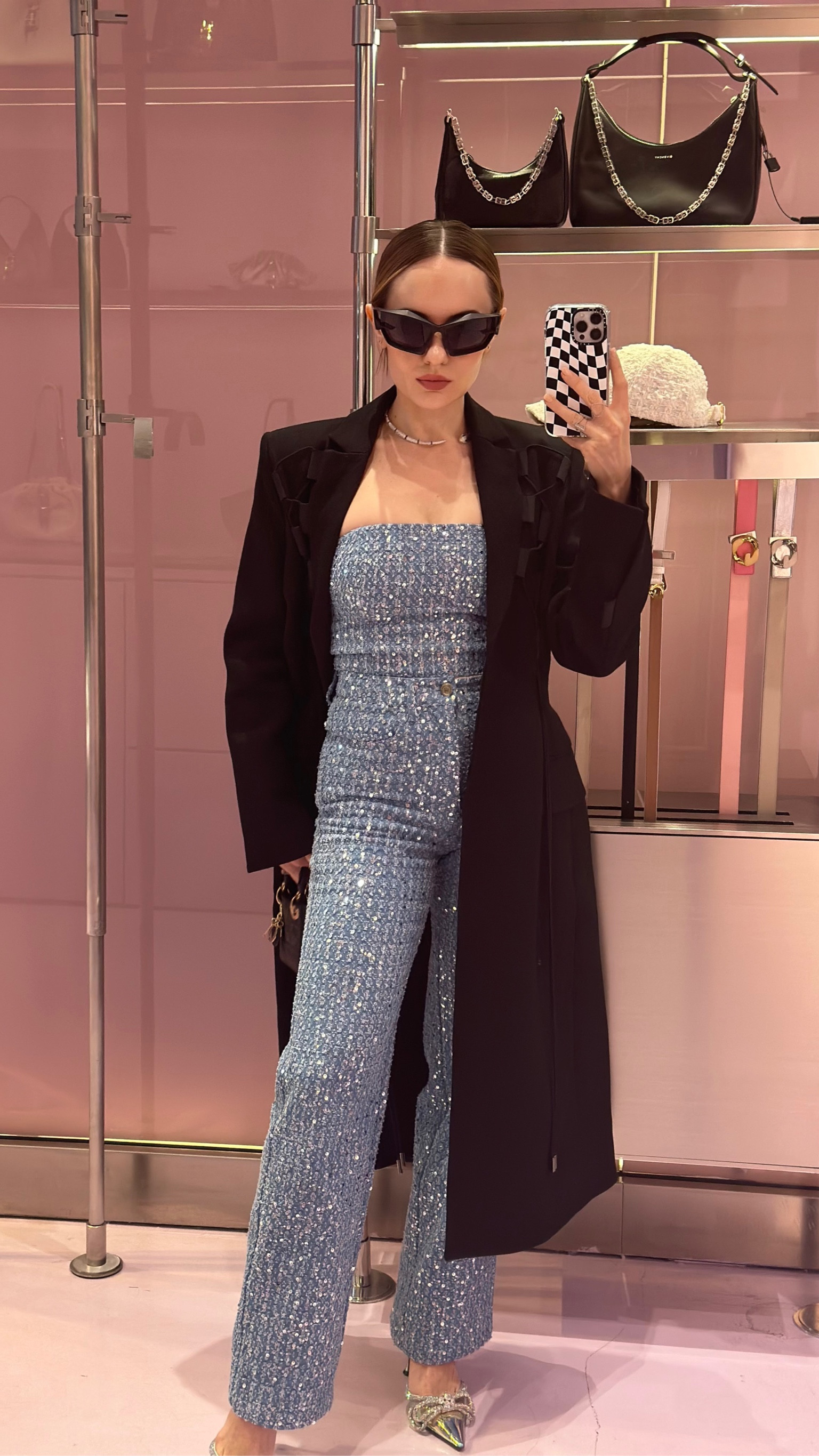 Last night’s look for Givenchy event 💎 Sequin cropped top and pants, Jacquemus coat, and Mach & Mach heels! 

#LTKstyletip #LTKshoecrush #LTKSeasonal