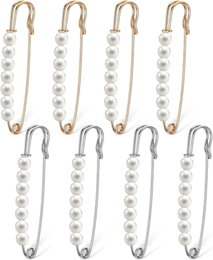 8pcs Pearl Brooch Pins for Women | Amazon (US)