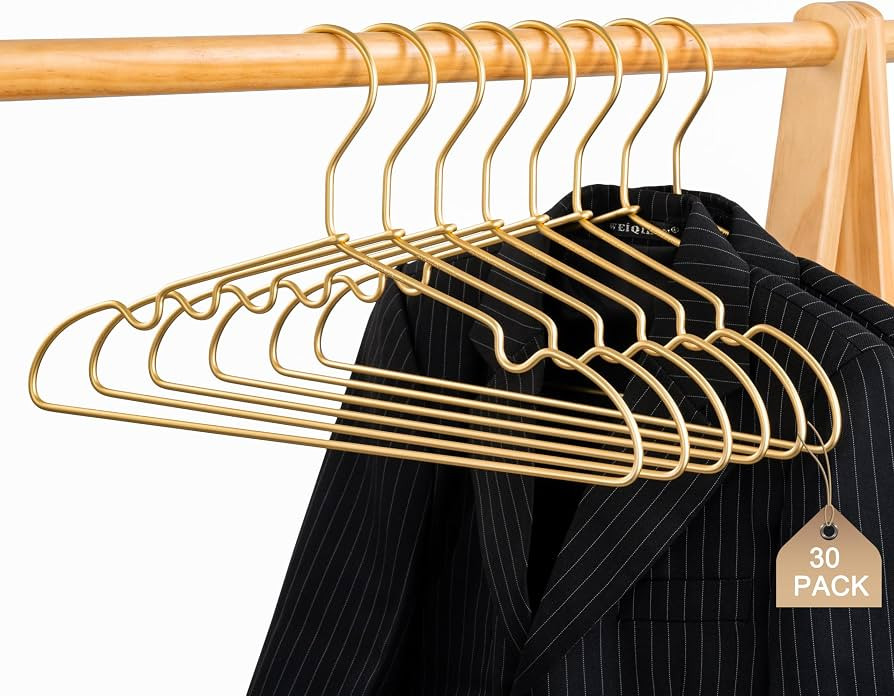 Premium Clothes Hangers 16.5" Metal Gold Coat Hangers Non Slip Hook Laundry Wire Suits Shirt Hang... | Amazon (US)